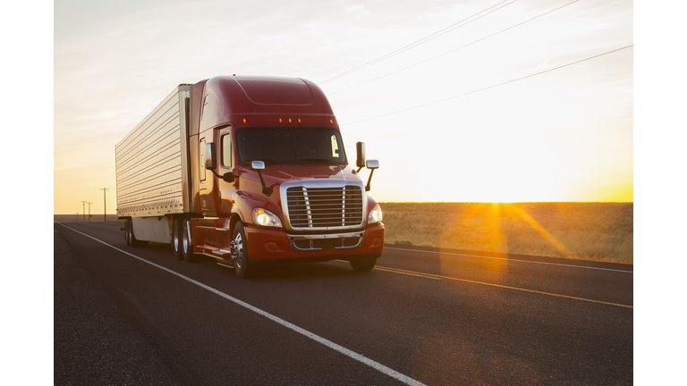 Truck driving on remote road