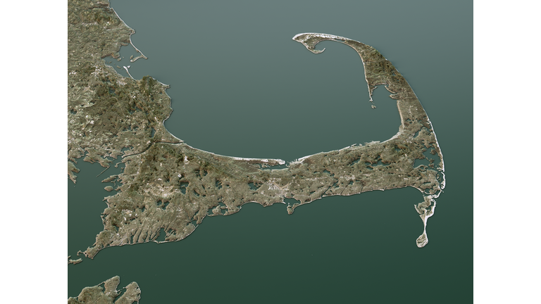 Cape Cod Topographic Map 3D Landscape View Natural Color