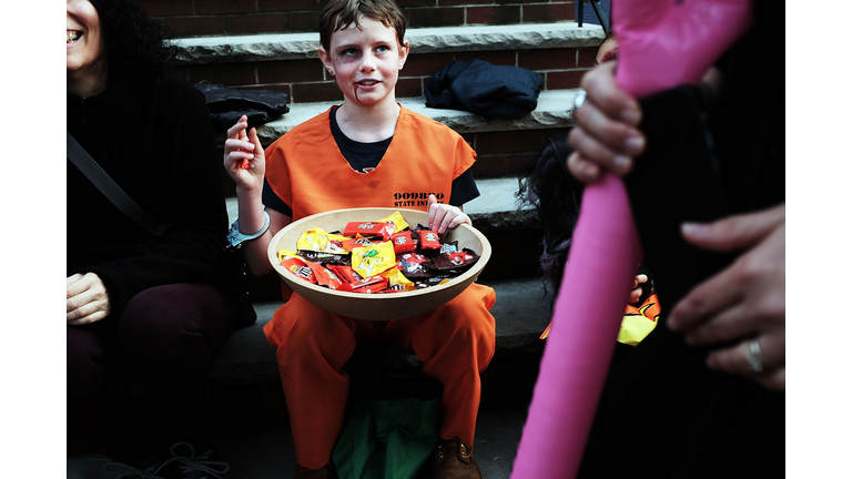 Children Trick Or Treat In Brooklyn On Halloween
