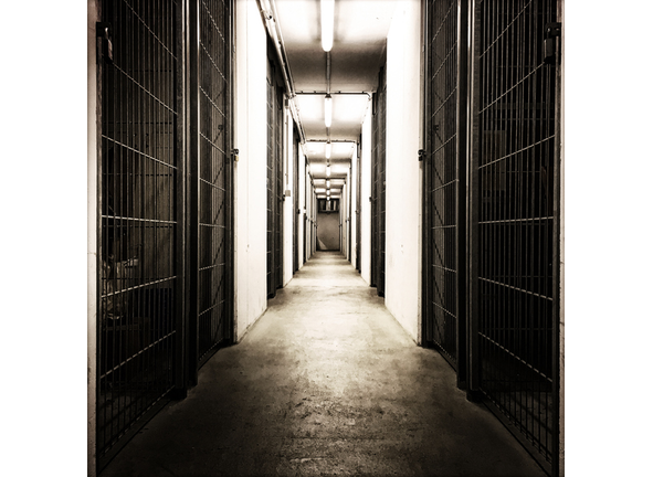 Hallway in a cellar looking like a prison