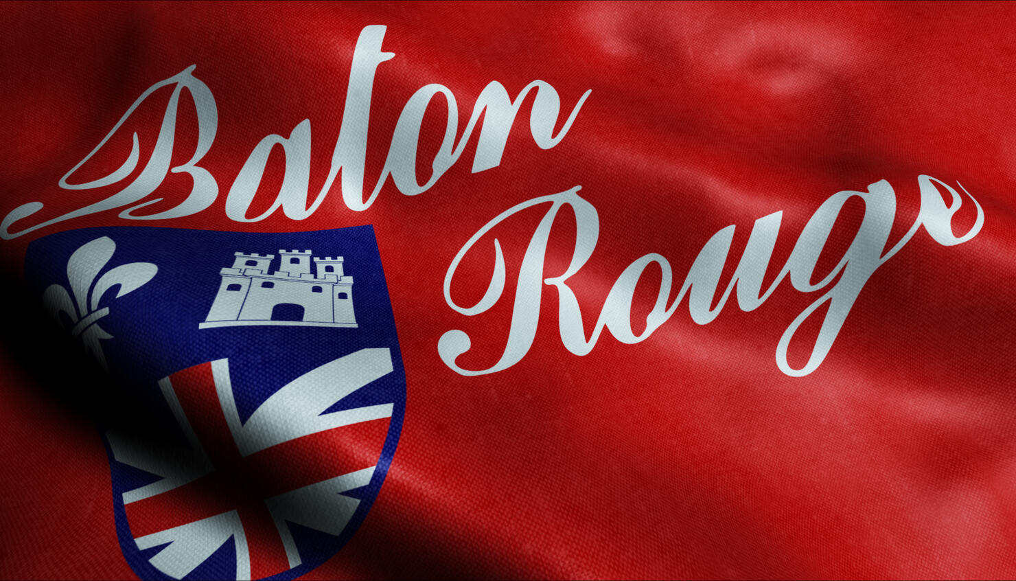 3D Waving Flag of Baton Rouge City Closeup View