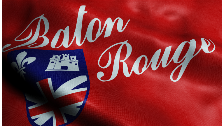 3D Waving Flag of Baton Rouge City Closeup View