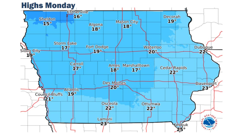 Record cold high temps Monday 