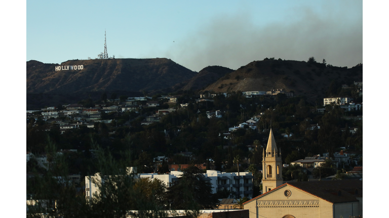 Barham Fire Burns Near Hollywood Sign In Southern California