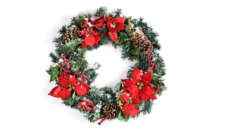 Close-Up Of Wreath On White Background