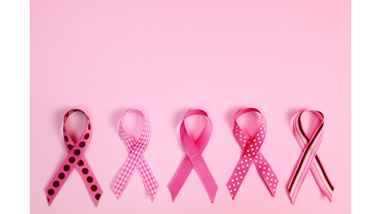 Pink Breast Cancer Awareness Ribbons with copy space