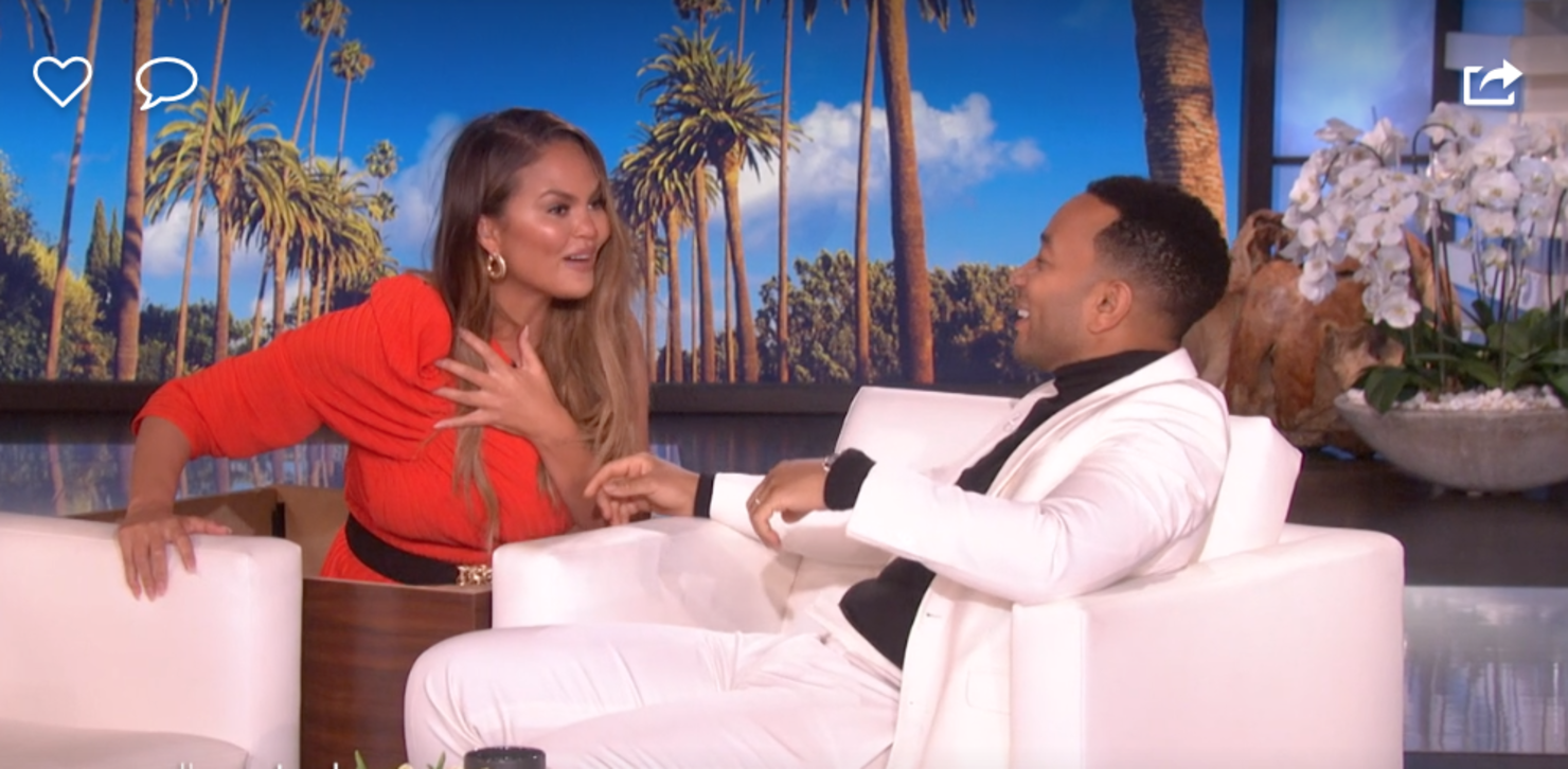 Chrissy Teigen Scares John Legend While He Guest Hosts Ellen Iheart 4389