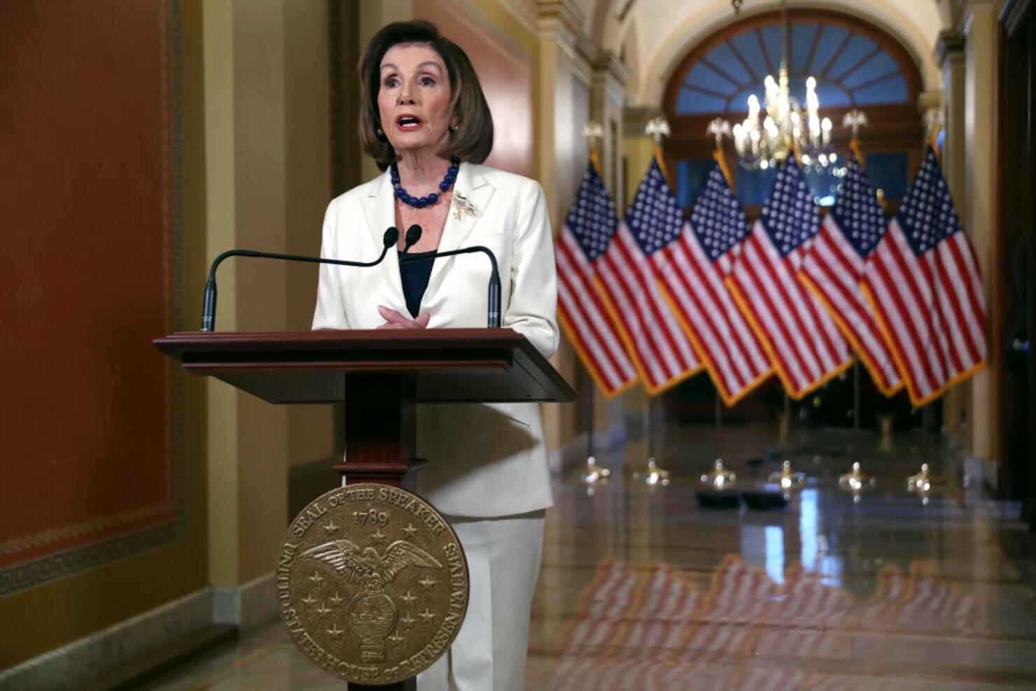 House Leader Nancy Pelosi Speaks To Press On The Status Of The Impeachment Inquiry