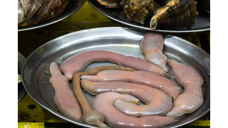 Fresh fat innkeeper worm at local fish market