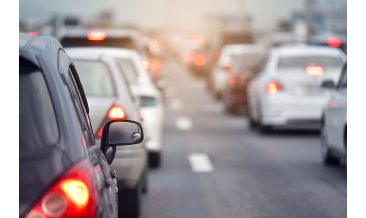 Traffic jam at road.Background blurred