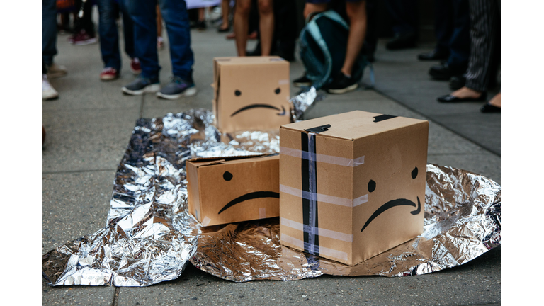 Protestors Rally Against Amazon Workplace Conditions At Jeff Bezos' NYC Apartment