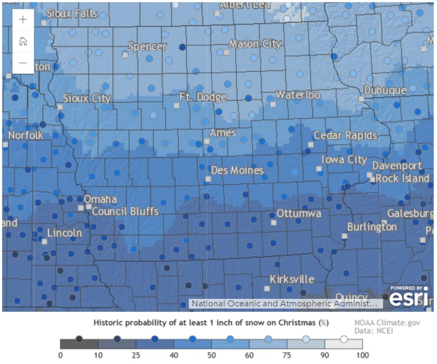 Interactive white Christmas map from National Weather Service 
