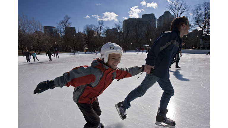 Ice skating in the city