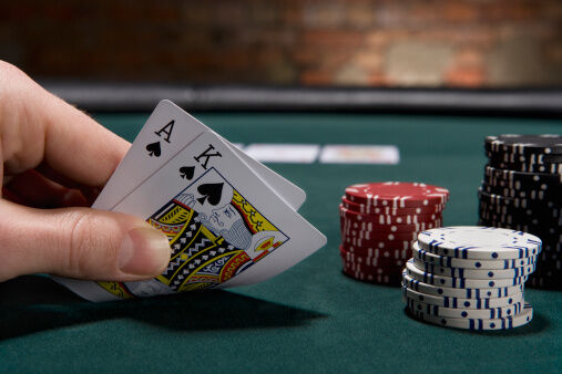 Close up of blackjack in casino
