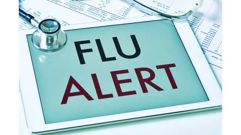 text flu alert in a tablet computer