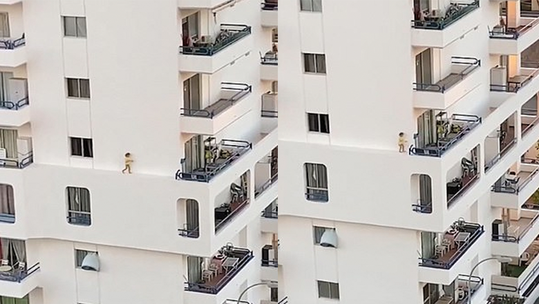 Heart-Stopping Video Shows Toddler Casually Walking On Ledge Of High-Rise - Thumbnail Image