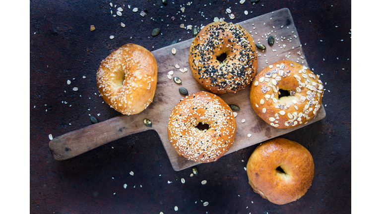 Bagels on Cutting Board