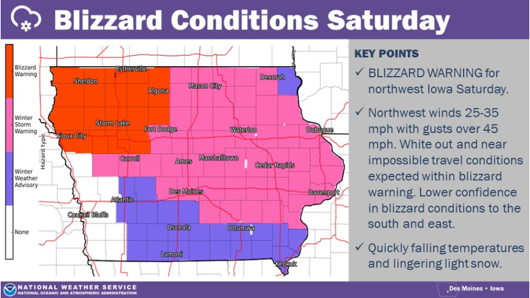 National Weather Service Des Moines watches and warning map