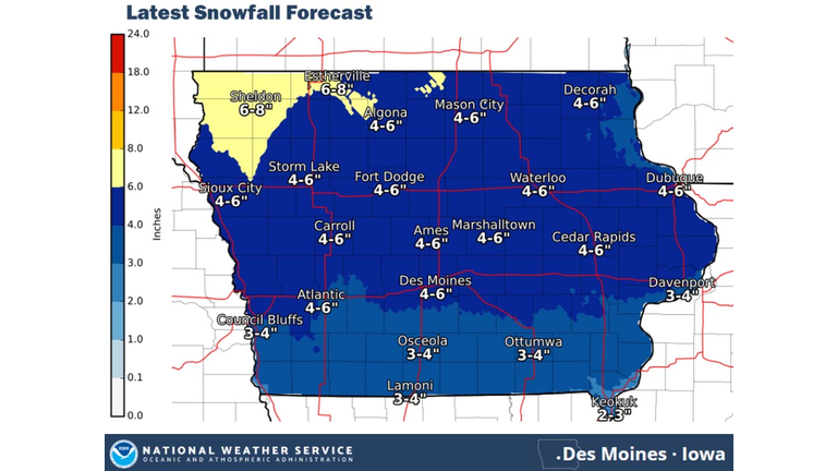 National Weather Service Iowa snow map
