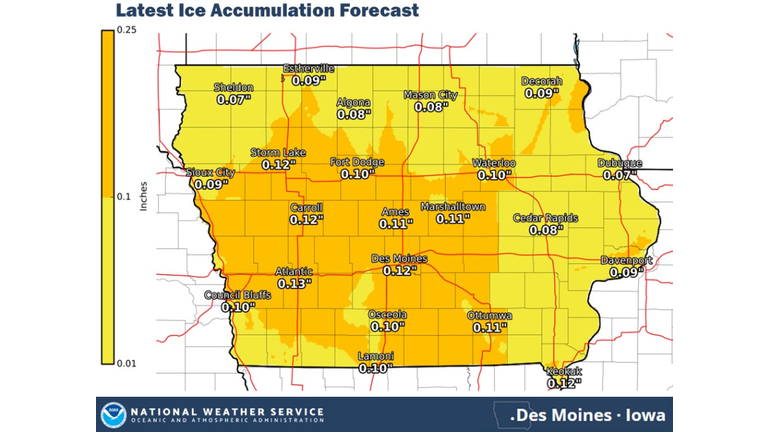 National Weather Service Iowa ice map