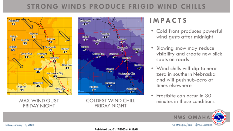National Weather Service Omaha Wind and Chill maps