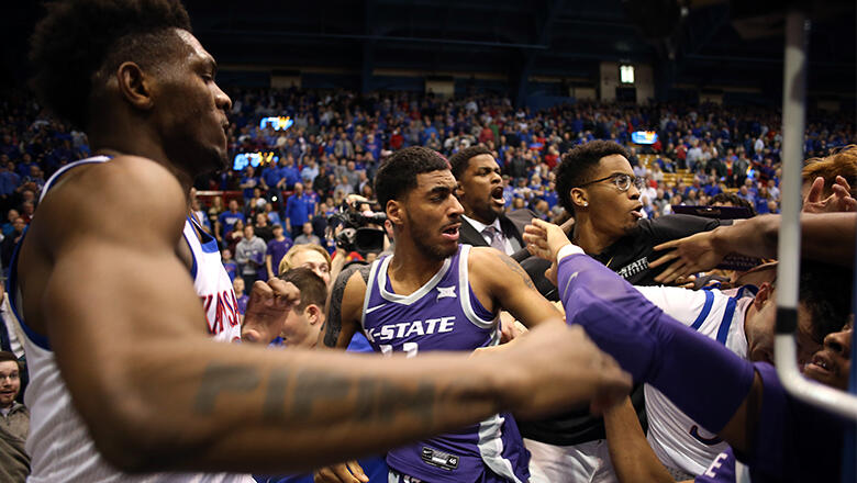 Fists Fly In Final Seconds Of Kansas, Kansas State Rivalry Game | IHeart