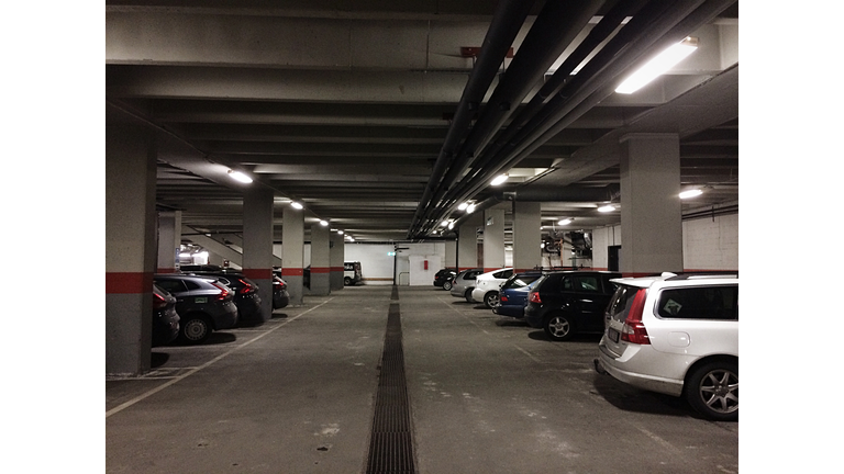 Cars Parked In Underground Parking Lot