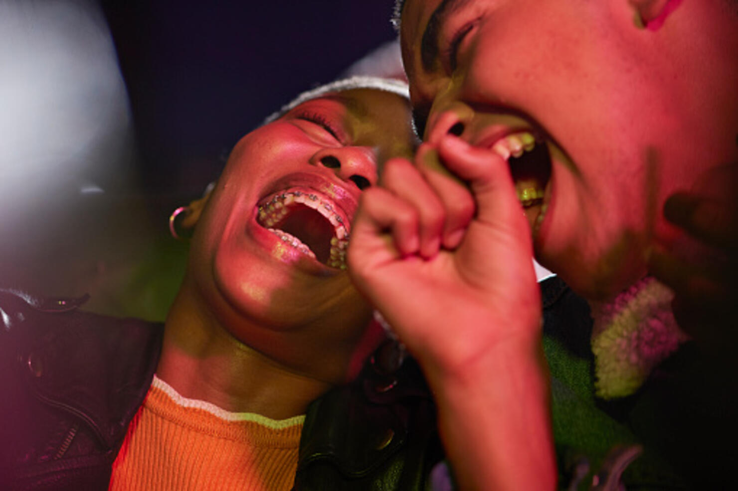 Cheerful couple enjoying movie