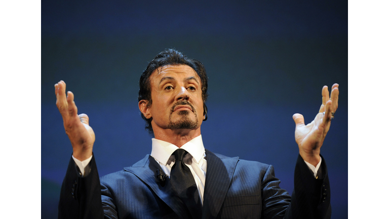 US actor Silvester Stallone delivers an