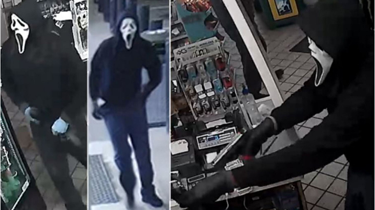 Armed Suspect in Virginia wearing "Scream" mask accused of robbing five gas stations