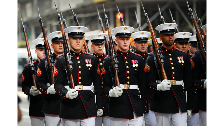 President Trump Attends New York City's Veterans Day Parade, Drawing Protestors