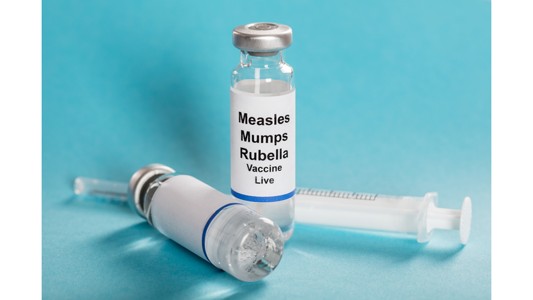 Measles Mumps Rubella Vaccine Vials With Syringe