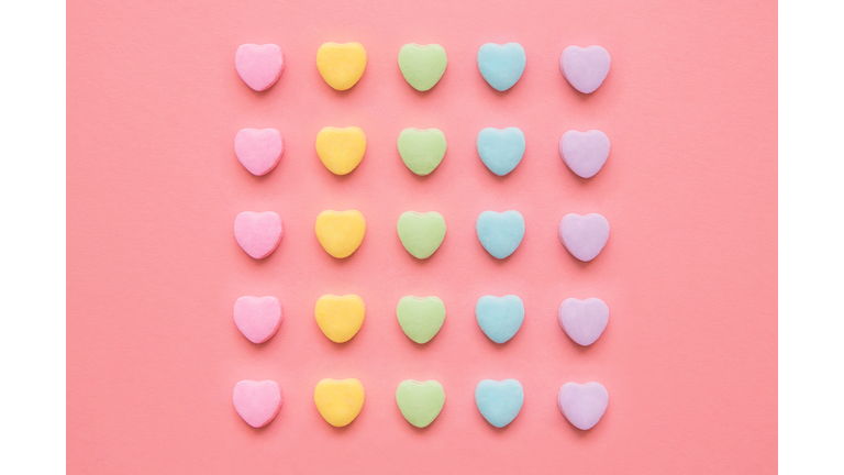 Love Hearts Background Valentine's Day Background With Rainbow Candy Hearts