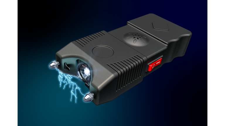 Stun Gun on black background. 3D rendering