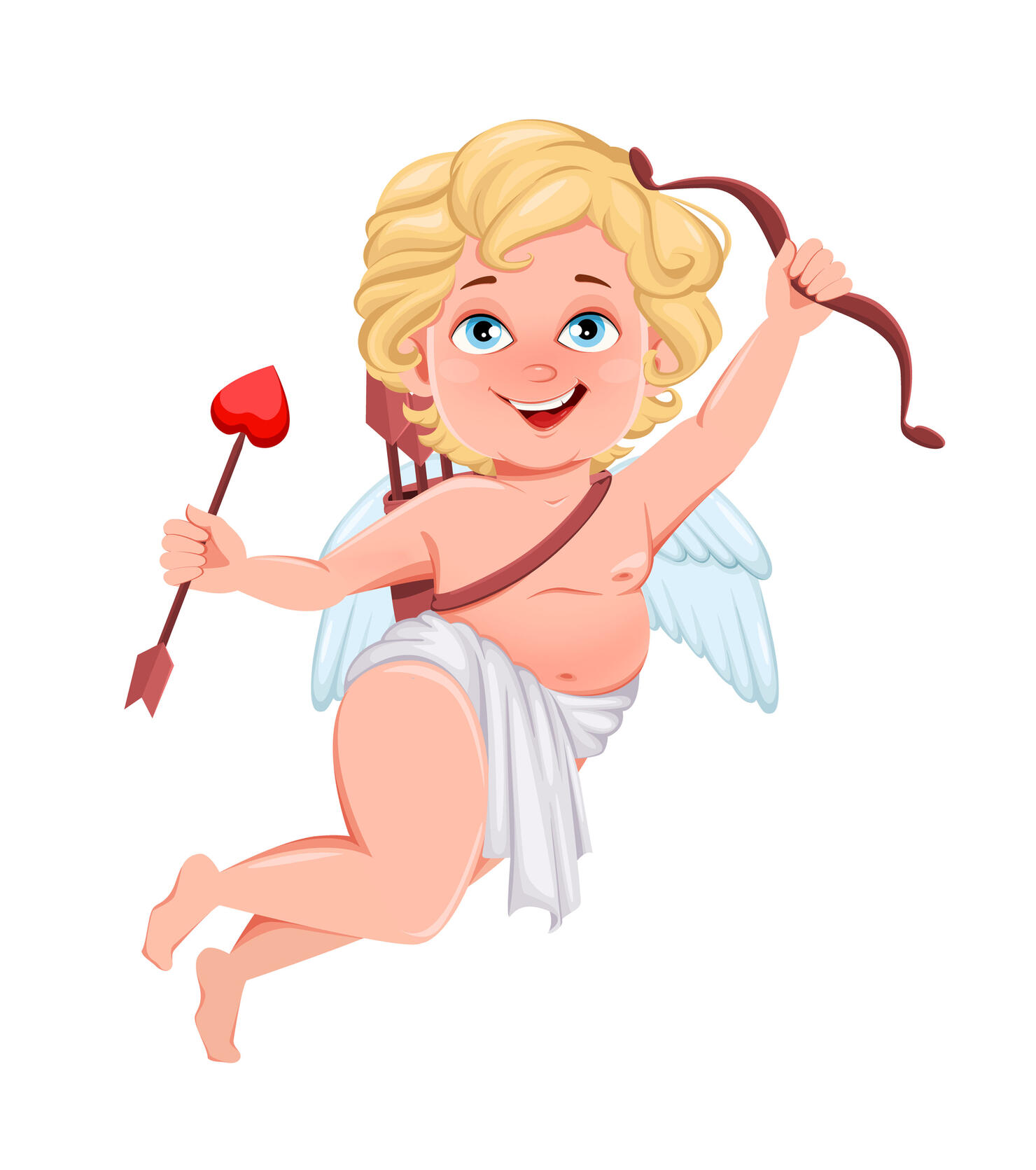 Funny Cupid with bow and love arrow