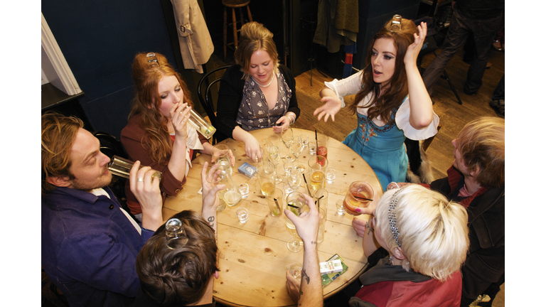  riotous drinking party in public bar 