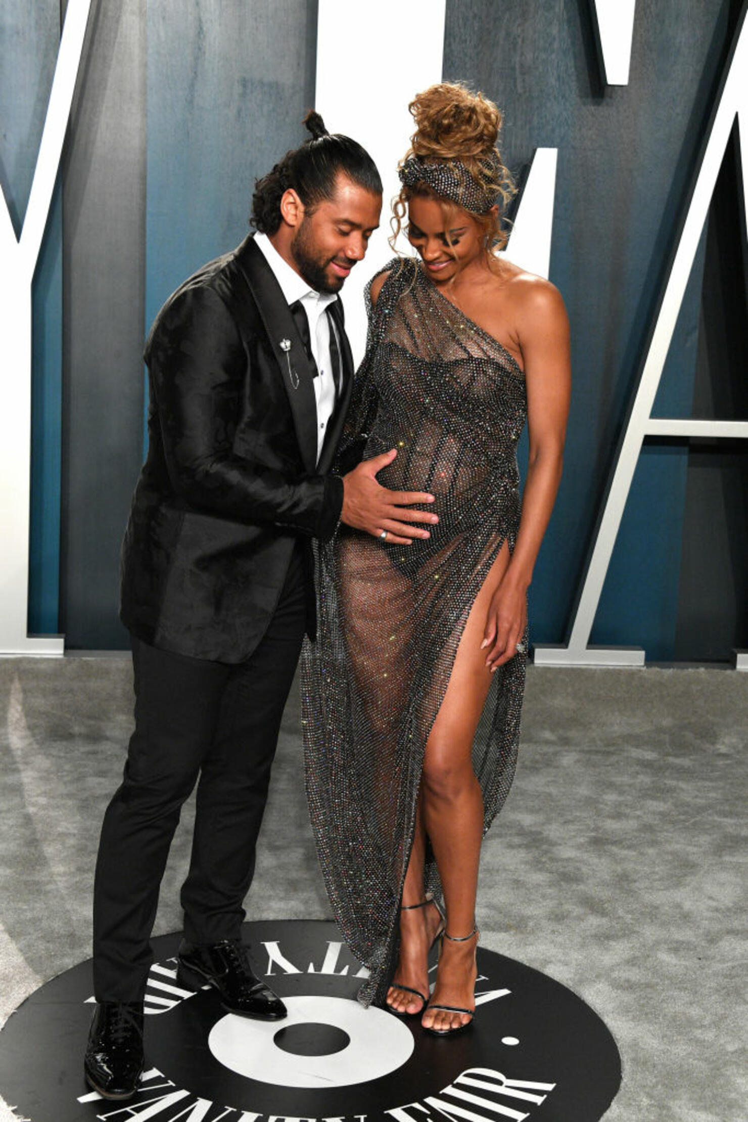 Ciara Bares Her Baby Bump In Shimmering SeeThrough Dress At Oscars