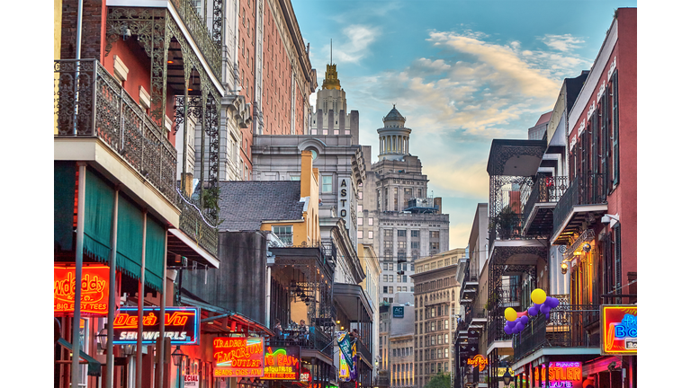 Late afternoon on Bourbon street,French Quarter