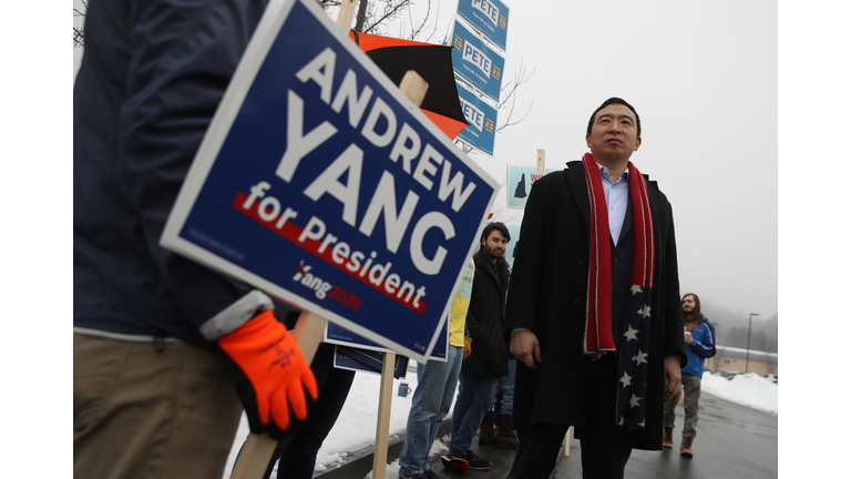 Andrew Yang Visits Polling Location On Morning Of New Hampshire Primary