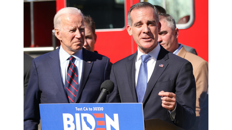 Mayor Eric Garcetti Joins Joe Biden At Los Angeles Campaign Event