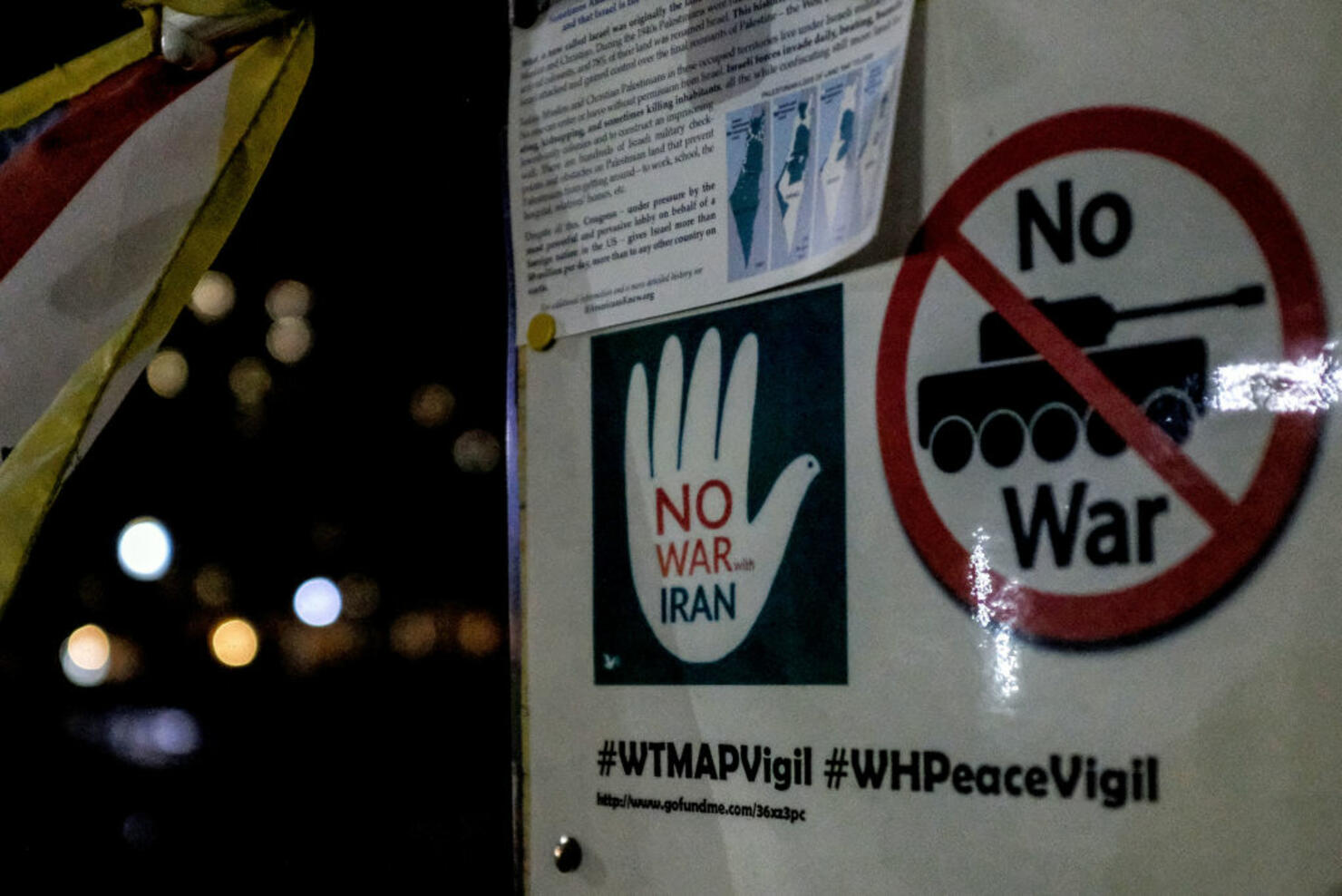 Anti-War Signs Outside White House Against Escalation Against Iran