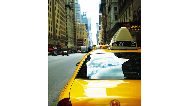 Taxi cab on New York street.