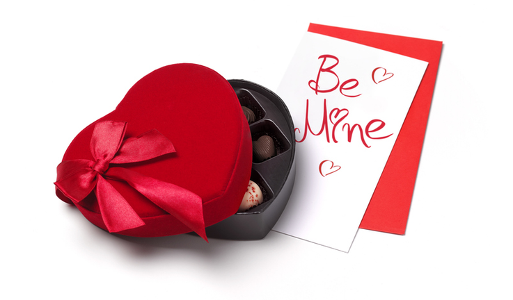 Valentine Days day surprise card and chocolates