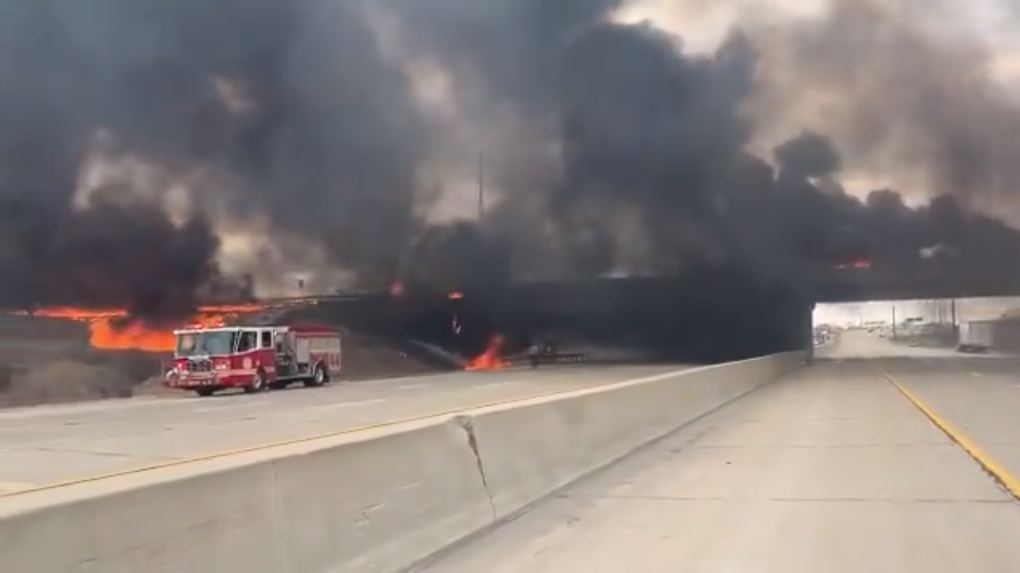 overpass fire in Indiana