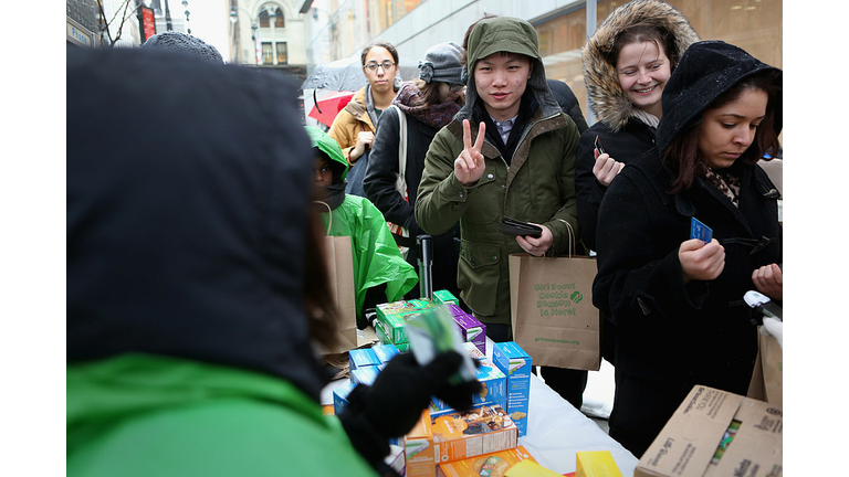 Girl Scouts Sell Cookies From Street Trucks In New York City