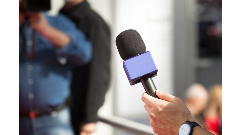 Journalist Holding Microphone For Conducting Interview