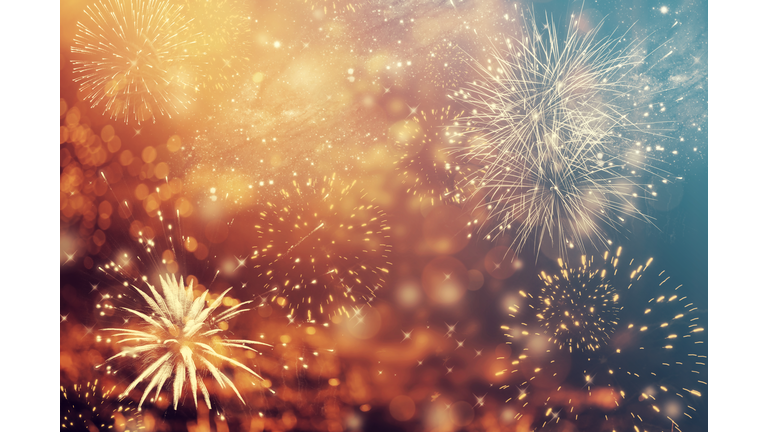 Abstract holiday background with fireworks