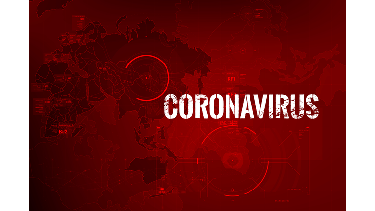 Coronavirus text outbreak with the world map and HUD 0002