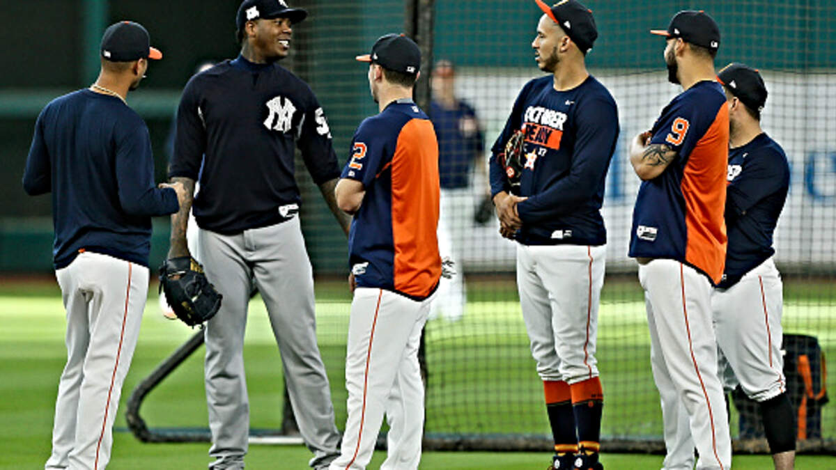 Someone got Aroldis Chapman to autograph an Astros trash can cutout