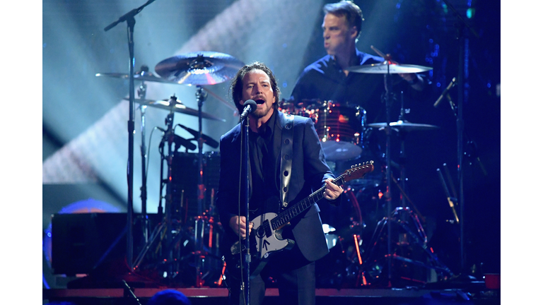 Pearl Jam plays at the 32nd Annual Rock & Roll Hall Of Fame Induction Ceremony